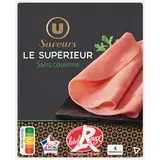 Jambon cuit supérieur découenné label rouge, U Saveurs (4 tranches, 160 g)