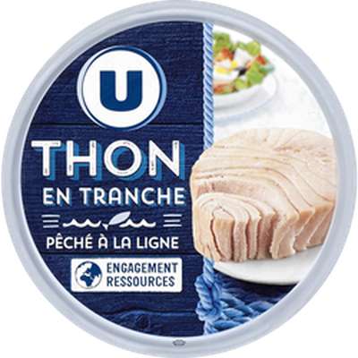 Thon en tranche naturel pêché à la ligne, U (112 g)