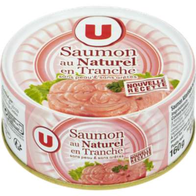 Saumon au naturel sans peau et sans arête, U (112 g)