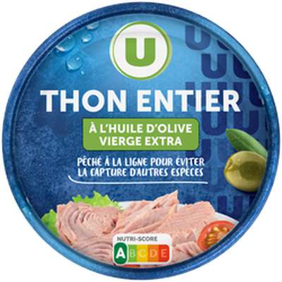Thon entier à huile olive, U  (150 g)