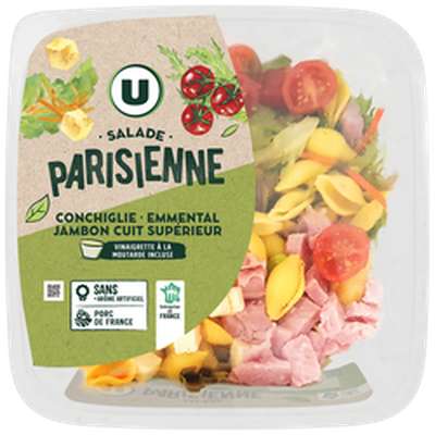 Salade parisienne conchiglie emmental jambon supérieur sauce vinaigrette, U (250 g)