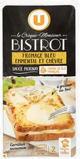 Croques Bistrot aux 3 fromages bleu, emmental et chèvre, U (2 x 150 g)