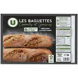 Demi-baguette aux céréales et graines précuite sur four à pierre, U (2 x 125 g)