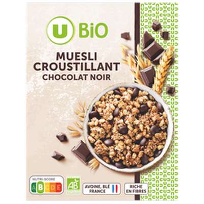 Muesli croustillant au chocolat noir, U BIO (500 g)