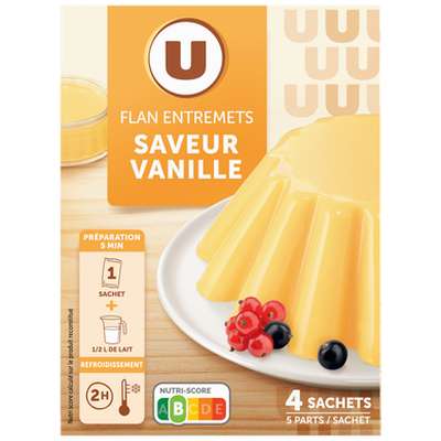 Préparation entremet pour flan à la vanille, U (x 4 sachets, 192 g)