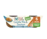 Bols de légumes et saumon sans morceaux BIO - dès 6 mois, Tout Petits U (2 x 200 g)
