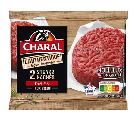 Steak haché L'authentique façon bouchère 15% MG, Charal (2 x 140 g)