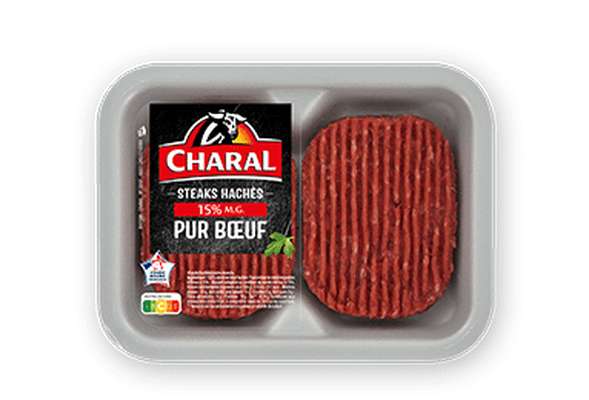 Steak haché pur boeuf 15% MG, Charal (2 x 125 g)