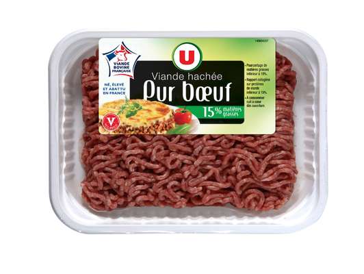 Viande hachée pur boeuf 15% MG, U (500 g)