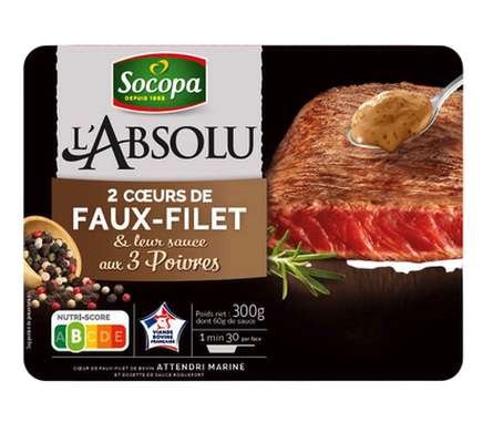 Coeurs de faux filet et sauce 3 poivres, Socopa (x2, 300 g)