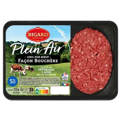 Steak haché 100 % Pur boeuf façon bouchère 5% de MG, Bigard (125 g)