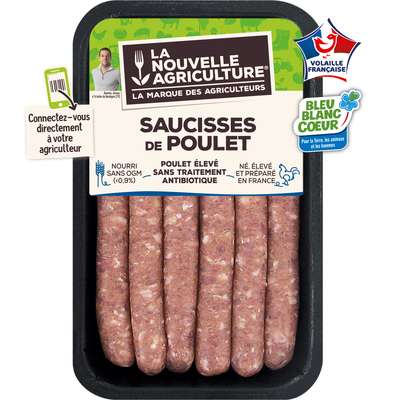Saucisses de poulet, La Nouvelle Agriculture (x 6, 300 g)