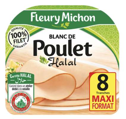 Blanc de poulet Halal doré au four, Fleury Michon (8 tranches, 240 g)