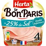 Jambon Le Bon Paris Découenné Dégraissé -25% de sel, Herta (4 tranches, 140 g)
