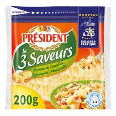 Fromage rapé le 3 saveurs, Président (200 g)