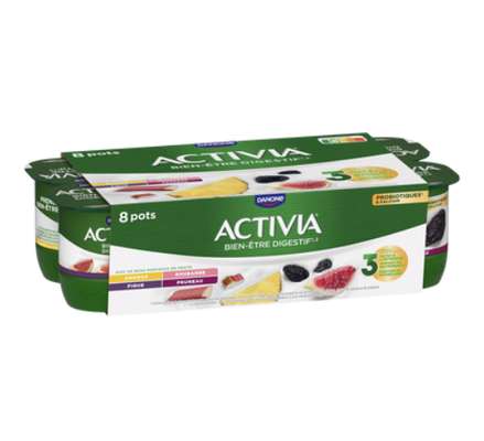 Yaourt au bifidus aux fruits panachés ananas/rhubarbe/figue/pruneau, Activia  (8 x 125 g)
