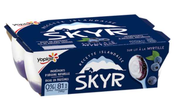 Skyr nature sur lit de myrtille 0%MG , Yoplait (4 x 100 g)