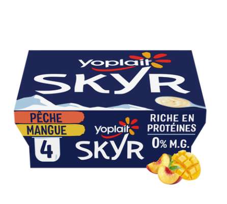 Yaourt Skyr pêche et mangue, Yoplait (4 x 100 g)
