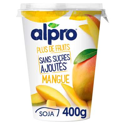 Dessert brassé au soja parfum mangue sans sucres ajoutés, Alpro (400 g)