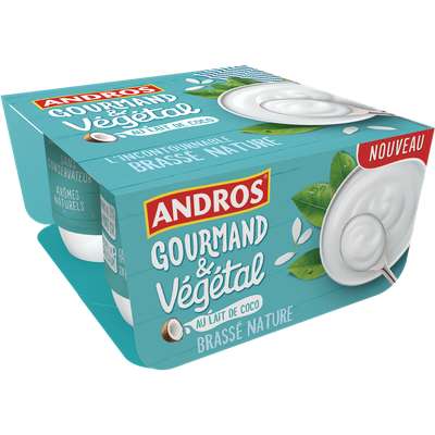 Brassé végétal au lait de coco nature, Andros (4 x 100 g)
