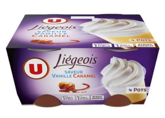 Dessert liégeois saveur vanille caramel, U (4 x 100 g)