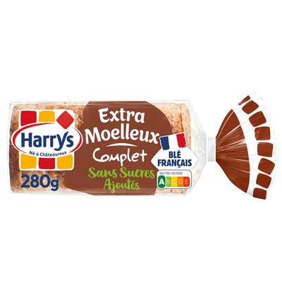 Pain de mie extra moelleux complet sans sucres ajoutés, Harry's (280 g)