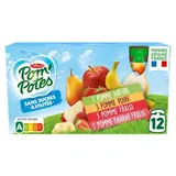 Gourdes pomme, pomme/fraise, poire et banane/fraise sans sucres ajoutés, Pom'Potes (12 x 90 g)