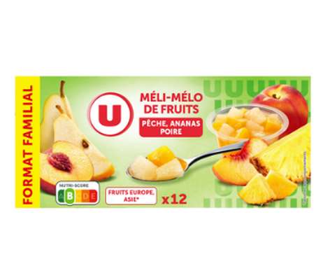 Coupelles méli mélo de fruits, U (12 x 65 g)