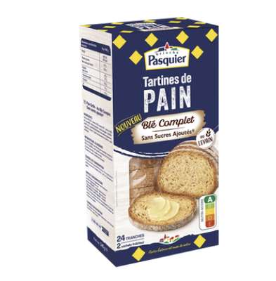 Tartines de pain toasté aux blé complet, Pasquier (x 24, 240 g)