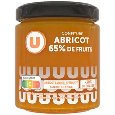 Confiture abricot 65% de fruits, U (320 g)