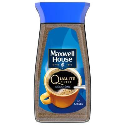 Café décaféiné soluble spécial filtre, Maxwell House (200 g)