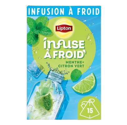 Infusion à froid menthe / citron vert, Lipton (x 15 sachets, 35 g)