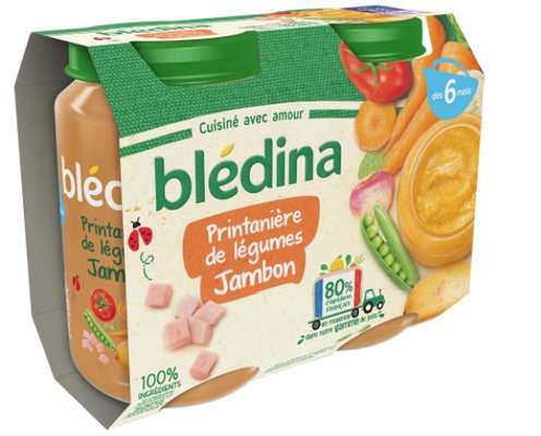 Pot salés printanière de légumes jambon - dès 6 mois, Blédina (2 x 200 g)