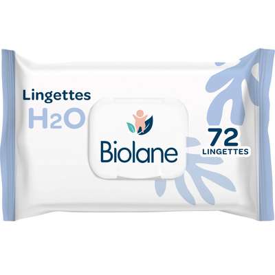 Lingettes épaisses pour bébé H2O, Biolane (x 72)