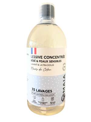 Lessive naturelle douce bébé et peaux sensibles Fleur de coton, Maia (1 L)