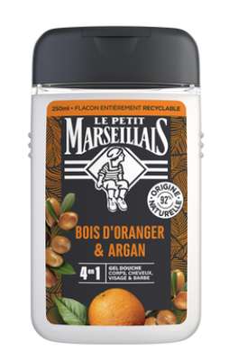 Gel douche extra doux parfum bois d'oranger et argan, Le Petit Marseillais (250 ml)