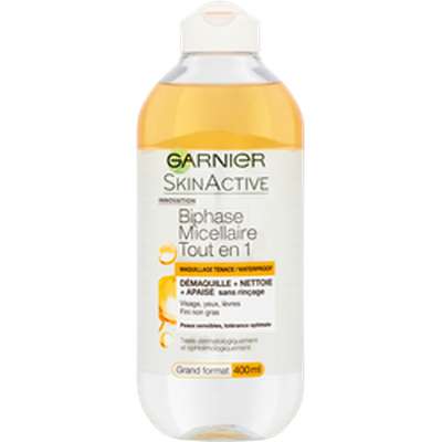 Eau micellaire biphasée tout en 1, Garnier (400 ml)