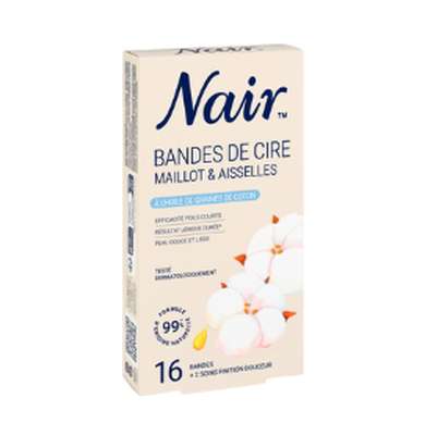 Bande de cire épilatoire Maillot et Aisselles Fleur de coton, Nair (x 16)