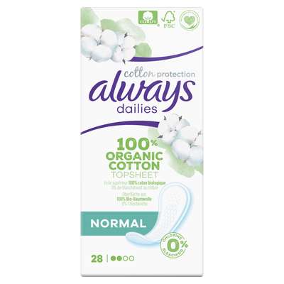 Protège-slips 100% coton organic Normal, Always (x 28)