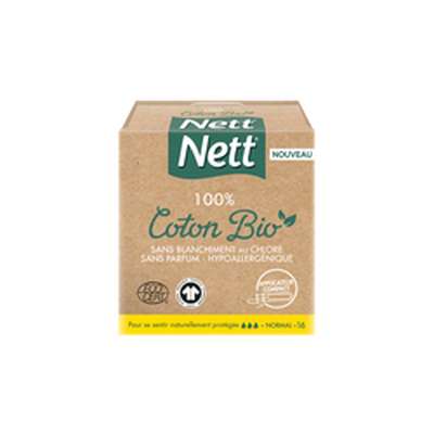 Tampons avec applicateur 100% coton Bio Normal, Nett (x 16)
