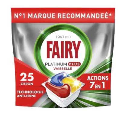 Tablette Lave-Vaisselle Platinum Plus All In One Technologie Anti-Terne Citron, Fairy (x 25)