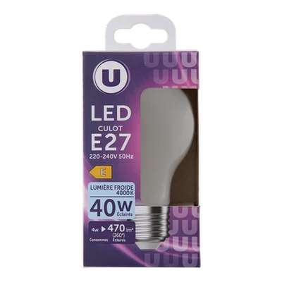 Ampoule led ronde 40W E27 - Opaque Froide, U