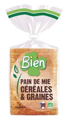 Pain de mie aux céréales et graines BIO, Bien (500 g)