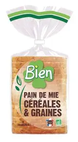 Pain de mie aux céréales et graines BIO, Bien (500 g)