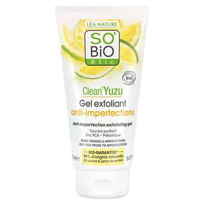 Gel exfoliant purifiant anti-imperfection Clean Yuzu, So'Bio Etic (150 ml)