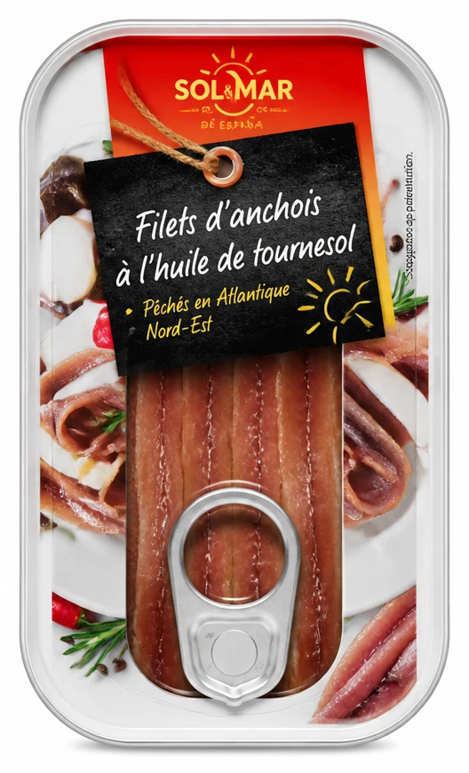 Filets d'anchois à l'huile de tournesol