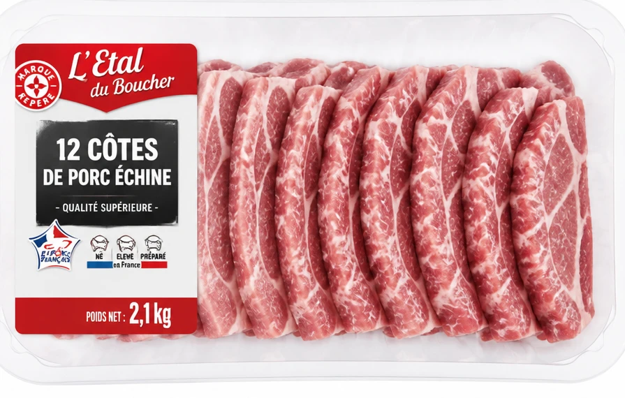 L'étal du boucher 12 côtes de porc échine