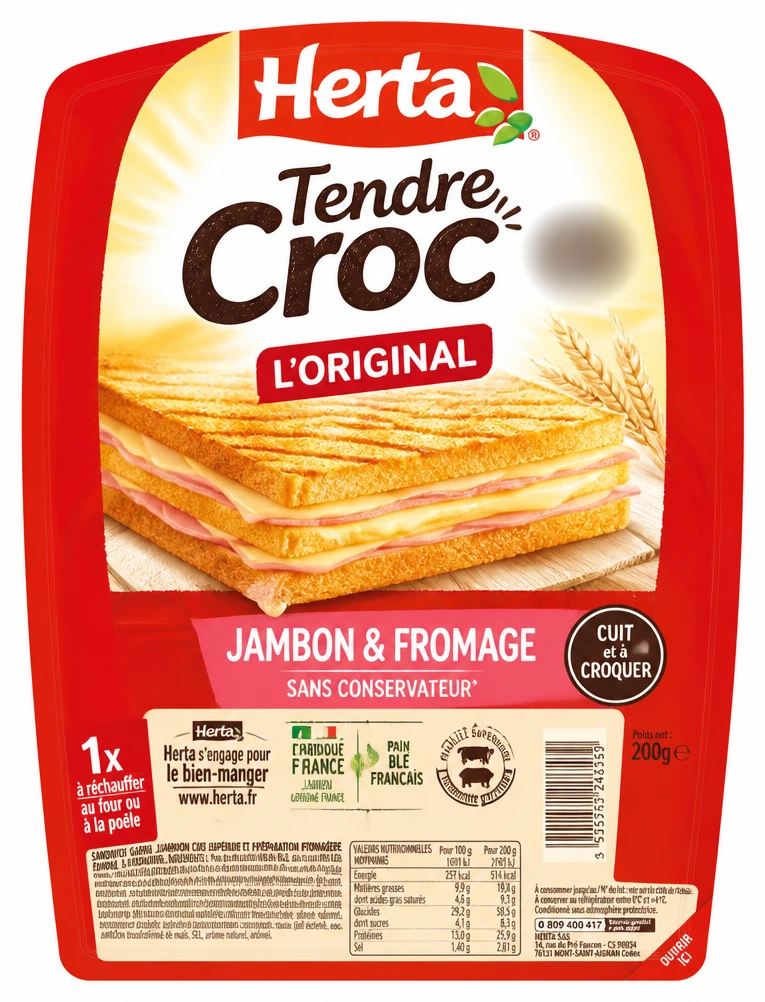 Herta Tendre Croc Original Jambon et Fromage