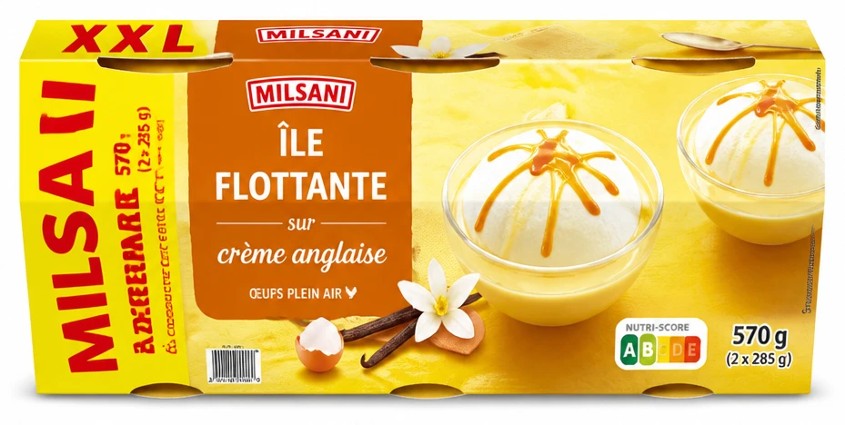 Milsani Île flottante sur crème anglaise