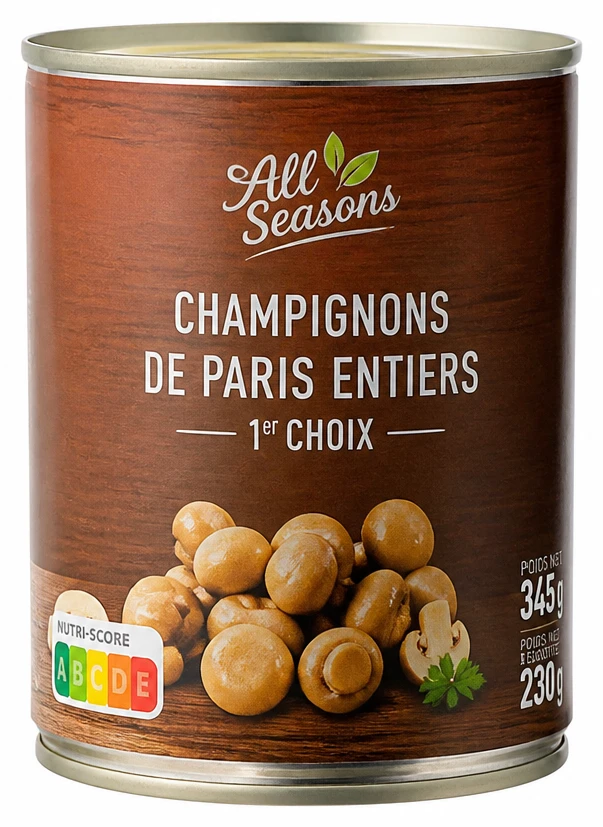 All Seasons Champignons de Paris entiers 1er choix